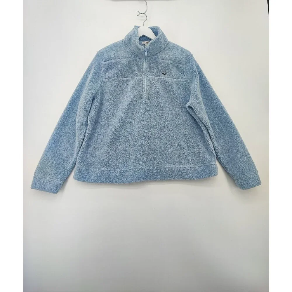 Vineyard Vines Women’s Size XL 1/4 Zip Pullover Sherpa Fleece Blue Casual